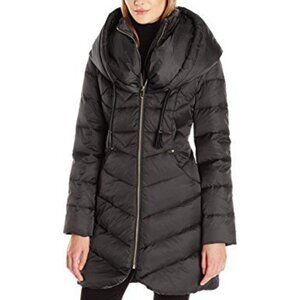 VIA SPIGA dark gray Down Coat with cowl hood knee length NEVER WORN!